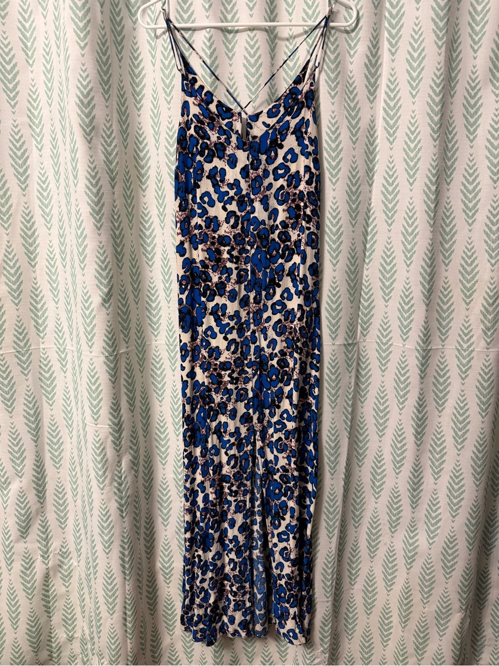 Topshop Blue and White Leopard Print Maxi Dress